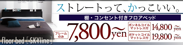 棚・コンセント付フロアベッド【スカイライン】