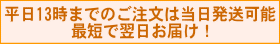平日13:00までのご注文は即日発送可能です