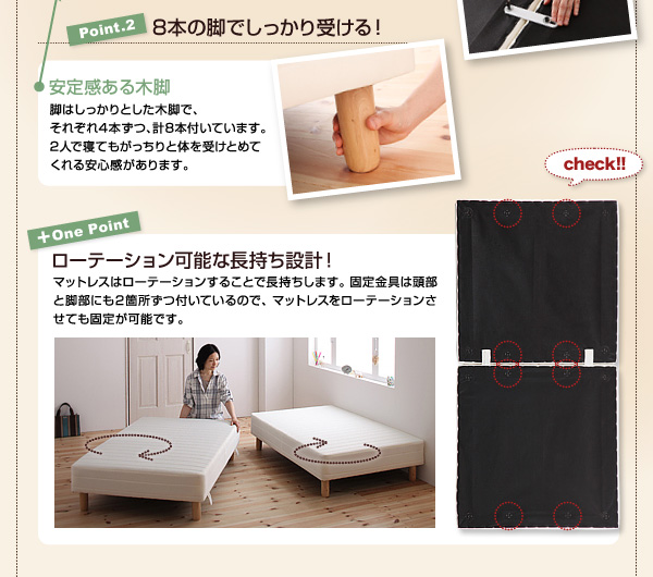8本の脚でしっかり受ける！ローテーション可能な長持ち設計！