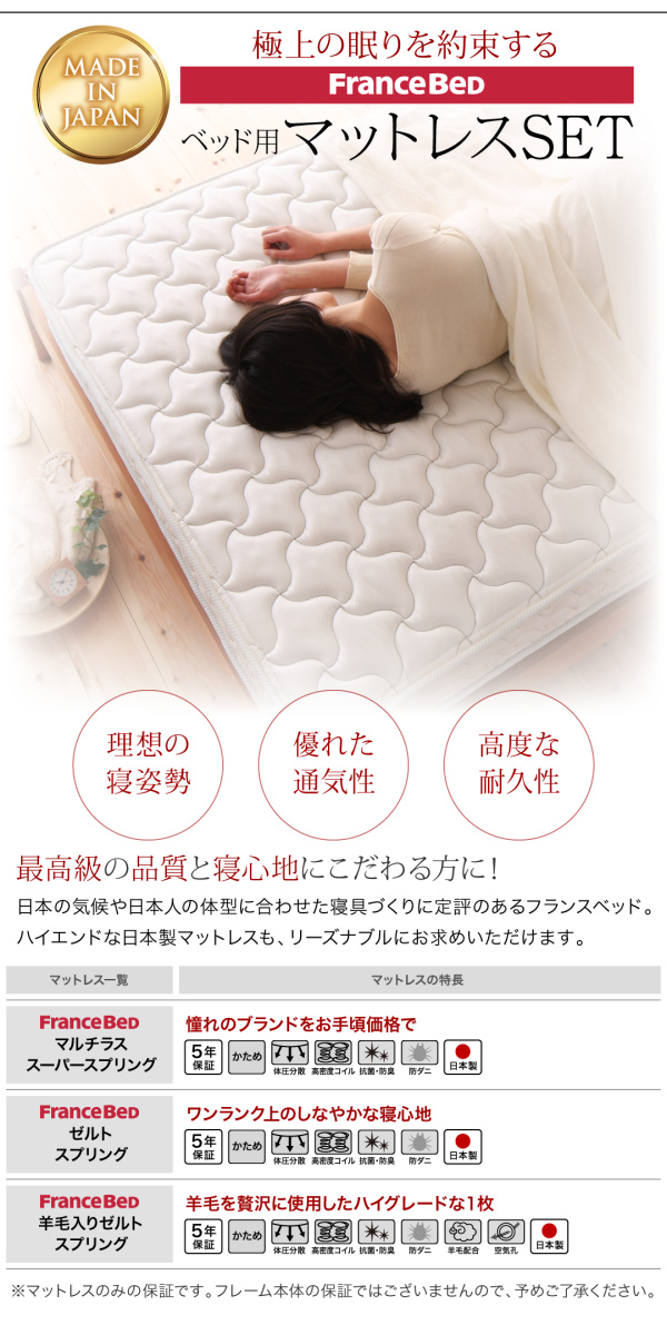 極上の眠りを約束する フランスベッド社製マットレス