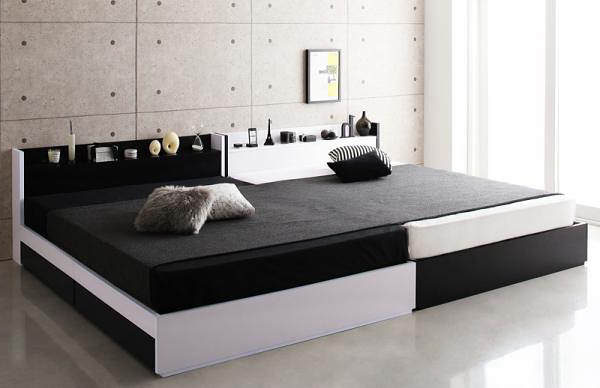 大型収納ベッド【バクスター】フレームカラー：ホワイト×ブラック