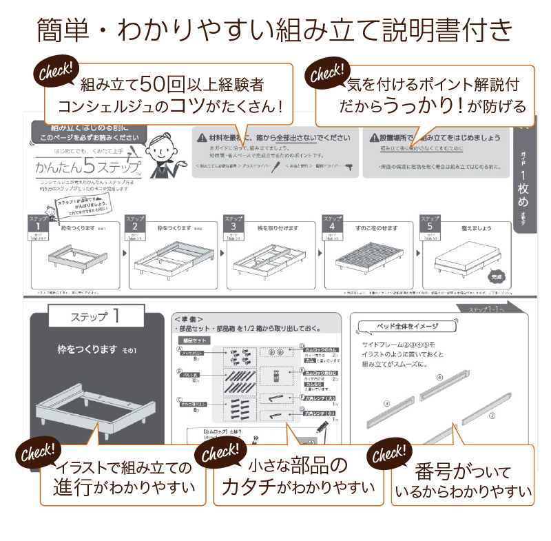簡単・わかりやすい組立説明書付き