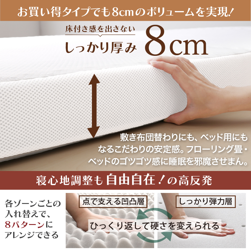 お買い得タイプでも8cmのボリュームを実現！