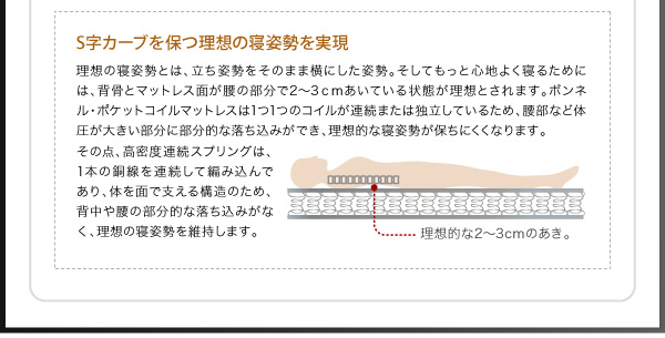 S字カーブを保つ理想の寝姿勢を実現