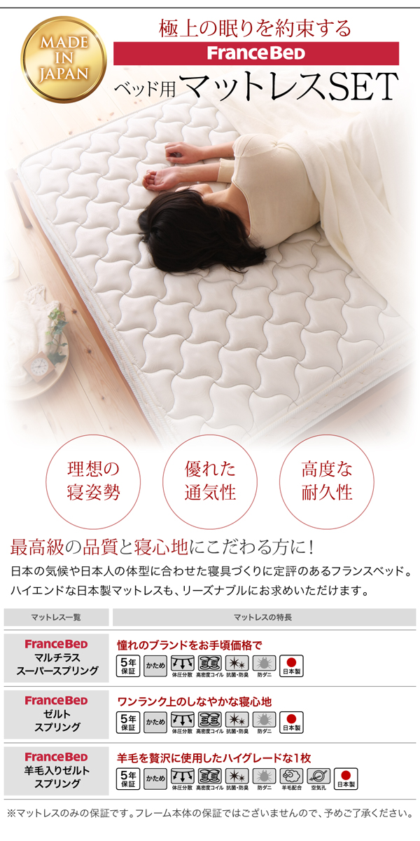 極上の眠りを約束するフランスベッド社製 ベッド用マットレスセット