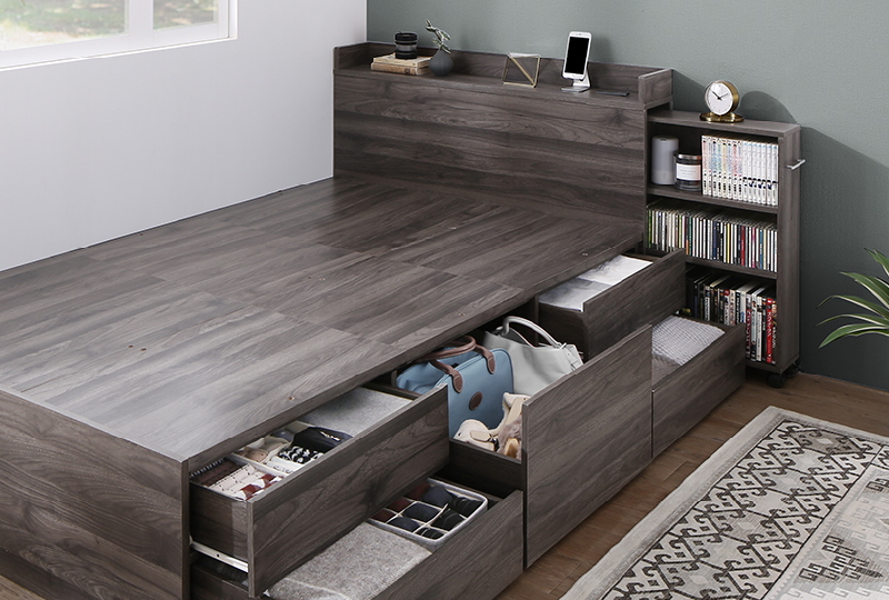 チェストベッド【エブリーイン2】フレームカラー：ダークグレー