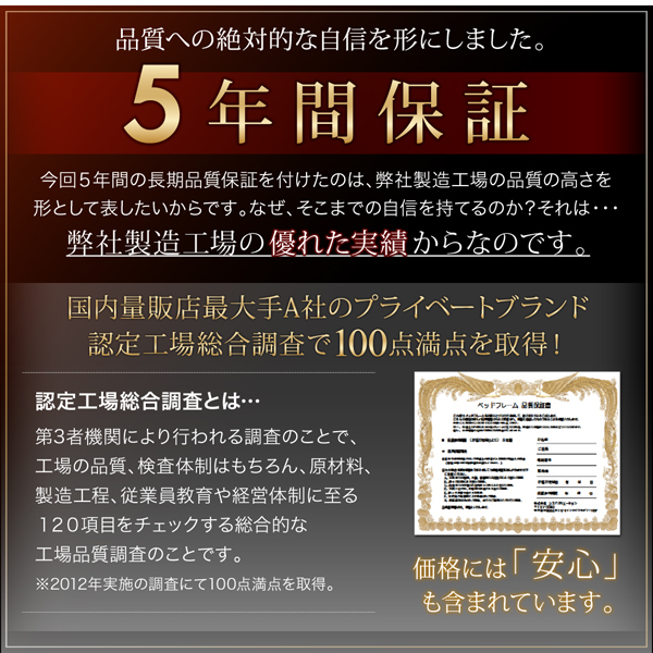 フレームは5年間保証付き