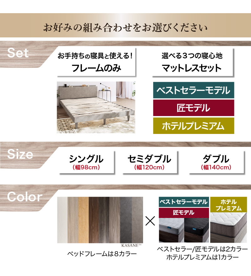 お好みの組み合わせをお選びください。