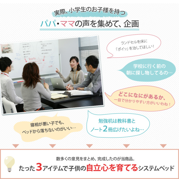 3アイテムで子供の自立心を育てるシステムベッド