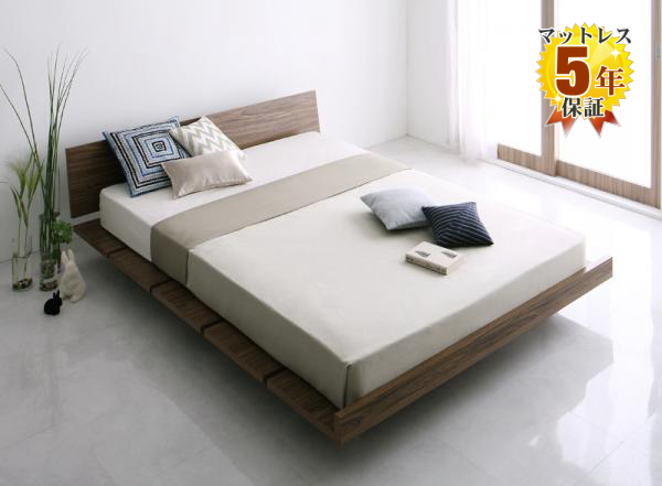 快適ベッド生活 - デザインすのこベッド（ボードベッド）【マスターピース】フレーム：クイーン（160） マルチラススーパースプリングマットレス（ダブル） 付き