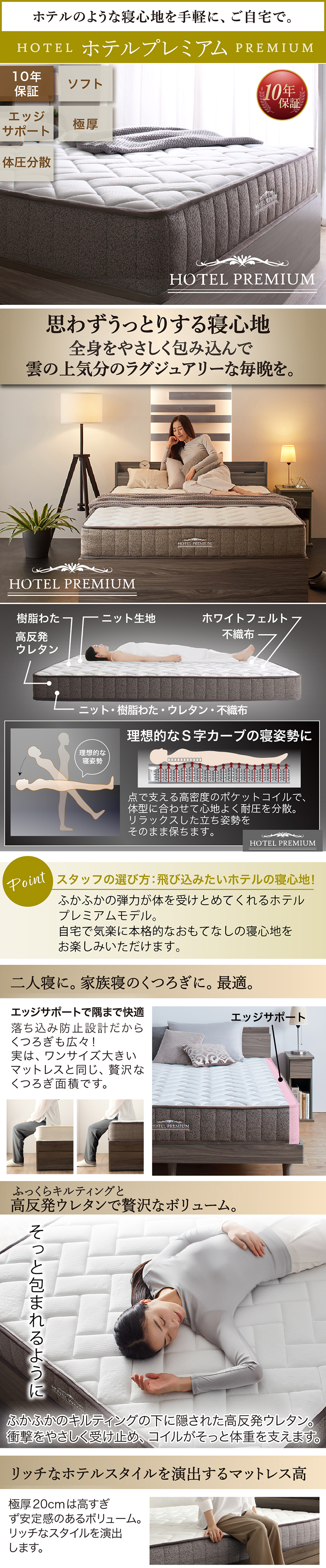 ホテルプレミアムモデルマットレスの構造と特徴