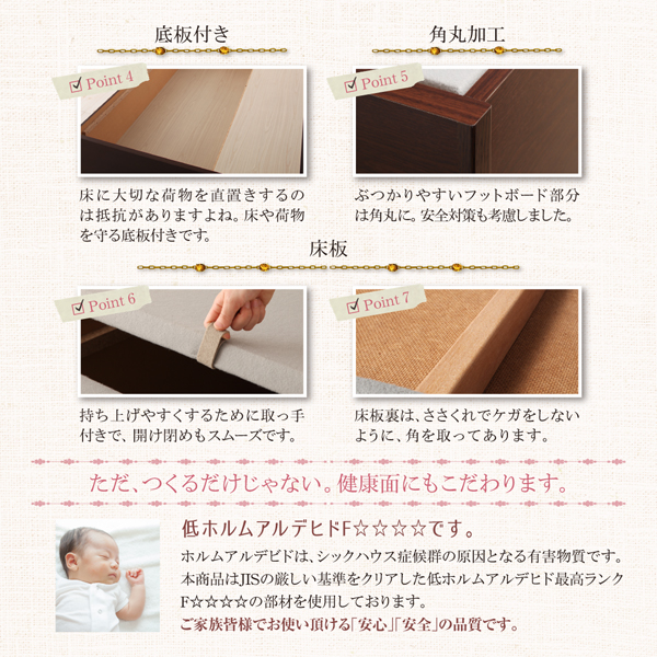 【底板付き】【角丸加工】【床板】【低ホルムアルデヒドF☆☆☆☆】ご家族皆様でお使いいただける「安心」「安全」の品質です。