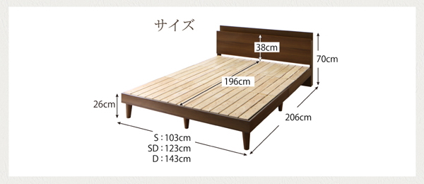 【レイスター】 すのこベッド フレーム部位別サイズ表