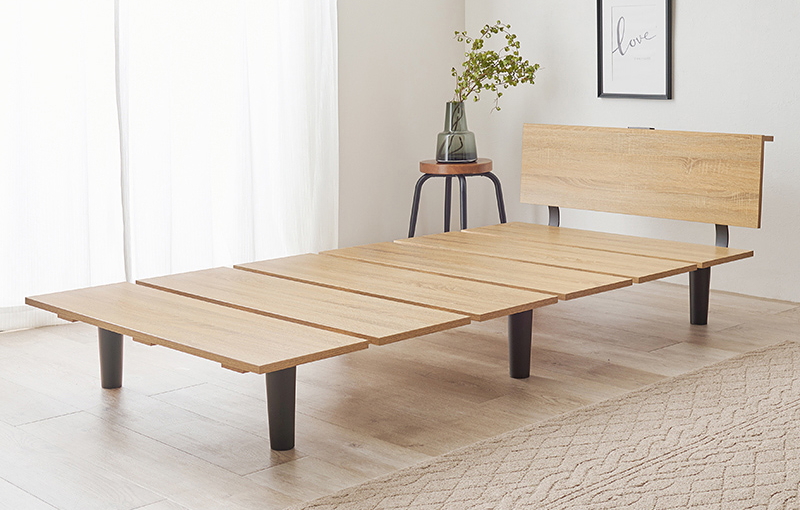 【コンセント付き 木目調 すのこベッド 】カラー:ナチュラル