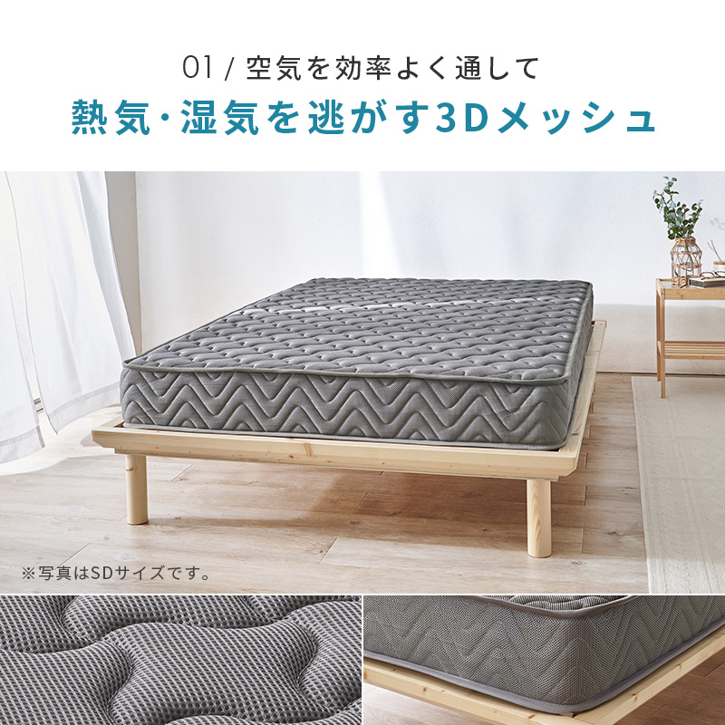 【ポイント01】空気を効率よく通して 熱気・湿気を逃がす3Dメッシュ