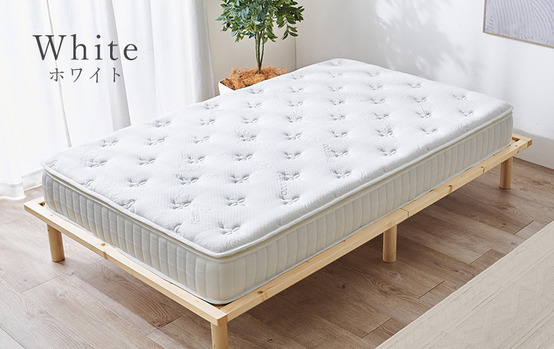 【天然木調 すのこ ステージ ローベッド】マットレスカラー：ホワイト