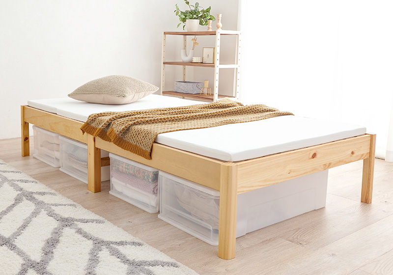 【簡単組立 天然木すのこベッド（耐荷重350kg）】カラー：プレーンナチュラル