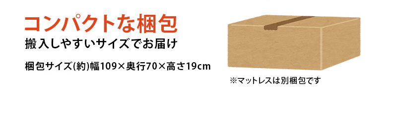 【簡単組立 天然木すのこベッド】フレーム 梱包サイズ表
