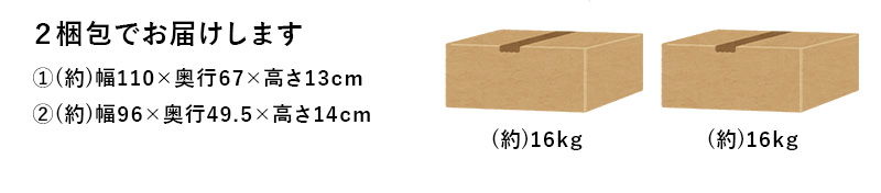 【簡単組立 宮棚・コンセント付き 天然木すのこベッド（耐荷重350kg）】フレーム 梱包サイズ表