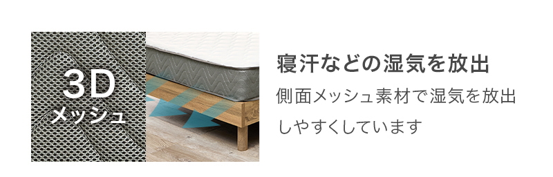 ポケットコイルマットレス 寝汗などの湿気を放出