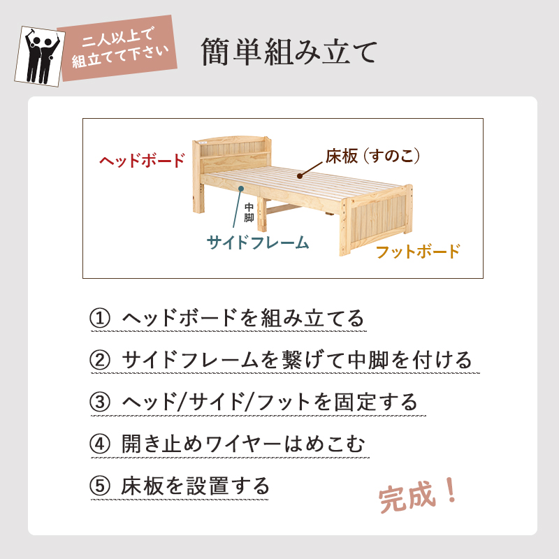 簡単組立：二人以上で組立ててください。