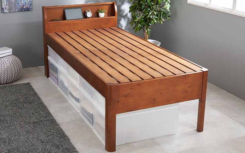 【ネジレスプレミアム 天然木すのこベッド】カラー:ブラウン