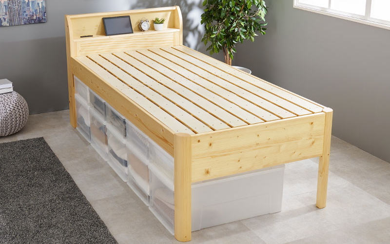 【ネジレスプレミアム 天然木すのこベッド】カラー:ナチュラル