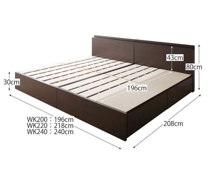 ファミリー収納連結すのこベッド【テネレッツァ】フレームのみ ワイドキング