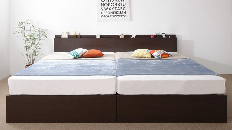 ファミリー収納連結すのこベッド【テネレッツァ】スタンダードポケットコイルマットレス付き ワイドキング240