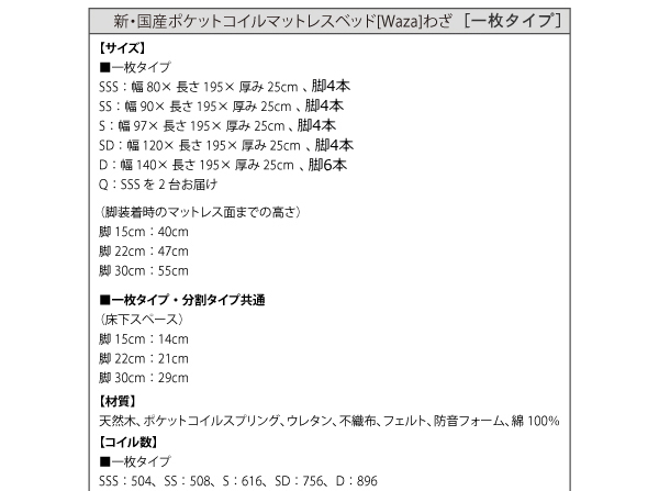 【WAZA ワザ（一枚タイプ）】製品サイズ、梱包サイズ