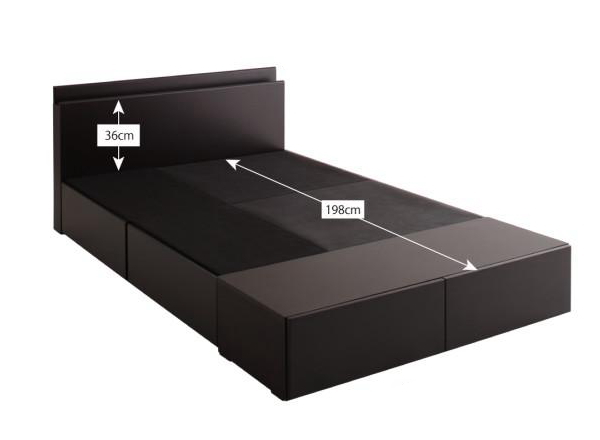 バイトブリック Aタイプ 連結できる収納ベッド フレームのみ セミダブル